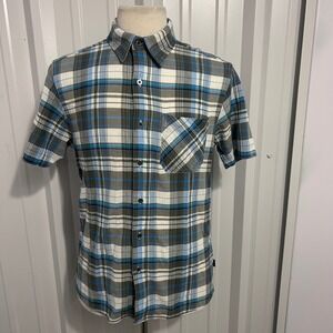 KUHL Organic Cotton Hiking Outdoor hiking Plaid Short Sleeve Button Down Shirt M